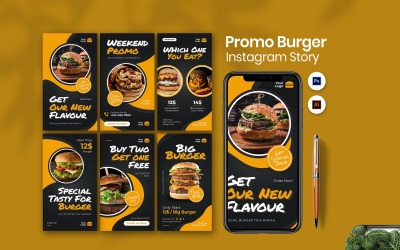 História do Instagram do hambúrguer promocional