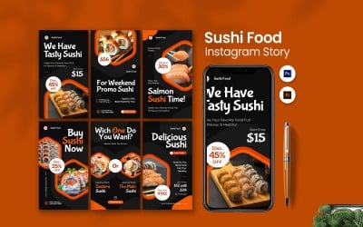Instagram-Geschichte des Sushi-Lebensmittelgeschäfts