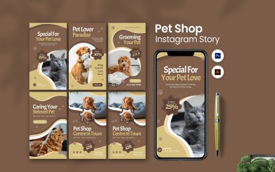 Modello di storia di Instagram del negozio di animali domestici