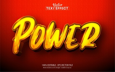 Potencia: efecto de texto editable, estilo de texto de dibujos animados de color amarillo, ilustración gráfica