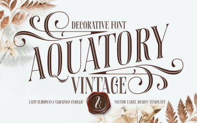 Aquatory Vintage Font and Template.