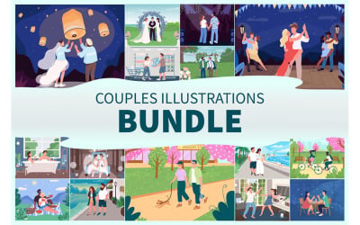 Ensemble d&amp;#39;illustrations de couples