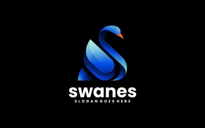 Vector Swan Color Gradient Logo Style