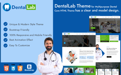 HTML-шаблон стоматологической помощи DentalLab