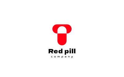Logo moderne de la pilule rouge lettre T