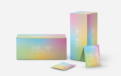 Maqueta de gama de productos de té personalizable