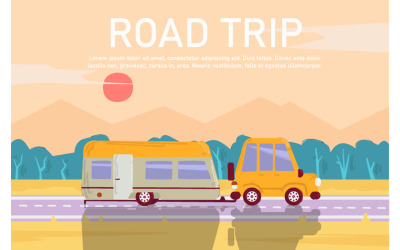 Zdarma Road Trip Pozadí Ilustrace
