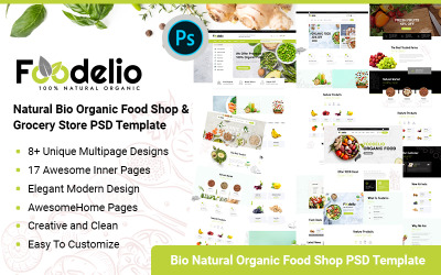 Foodelio – Natural Bio Organic Food Shop Élelmiszerbolt PSD sablon