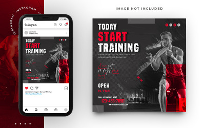 Fitnessstudio und Fitness Poster Social Media Vorlage