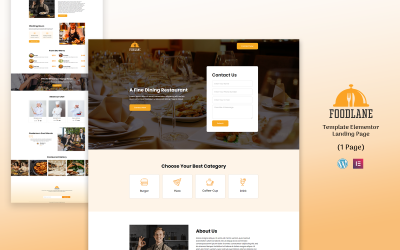 FoodLane - Usługi restauracyjne Elementor Landing Page