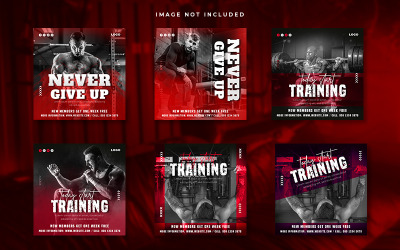 Gym en Fitness Social Media Instagram Posts Banners Collectie Set Template