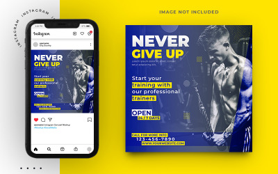 Gym Fitness Social Media Post Template Design