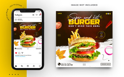Modello di banner per post sui social media di hamburger
