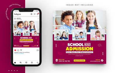 Plantilla de banner de publicación de redes sociales de admisión a la escuela