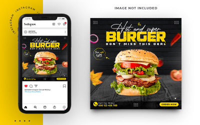 Restaurace Jídlo Burger Návrh šablony příspěvku na sociálních sítích