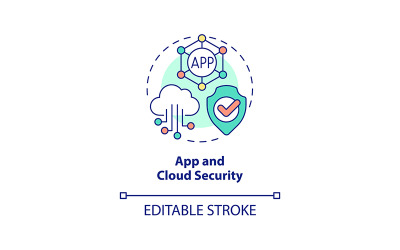Icona del concetto di sicurezza app e cloud