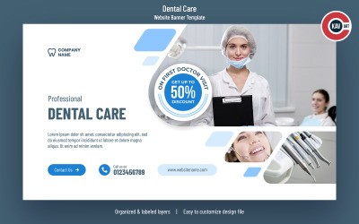 Modèle de bannière de site Web de soins dentaires