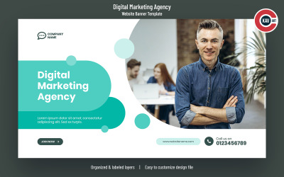 Шаблон баннера веб-сайта агентства цифрового маркетинга