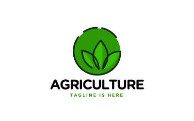 Zöld levelű mezőgazdasági logó sablon