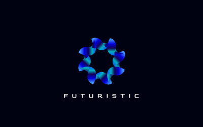 Design de logotipo de gradiente de tecnologia azul abstrato