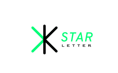 Letra K Estrela Logotipo Abstrato Simples