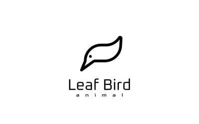 Logotipo de animal de línea de pájaro de hoja