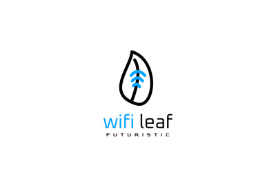Logotipo de conexión inteligente de hoja Wifi