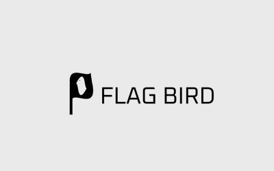 Logotipo de espacio negativo de pájaro de bandera