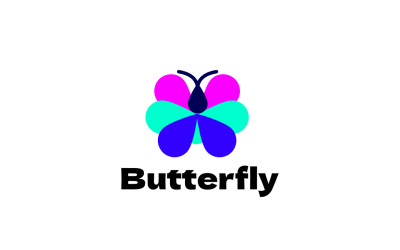 Logotipo moderno abstrato de borboleta plana