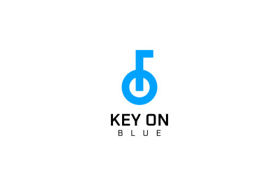Tasto blu sul logo moderno di tecnologia