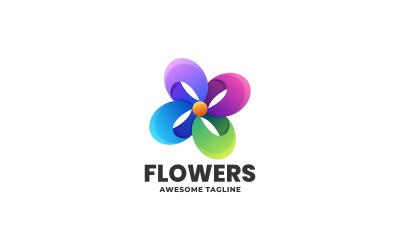 Blumen-Farbverlauf-bunter Logo-Stil