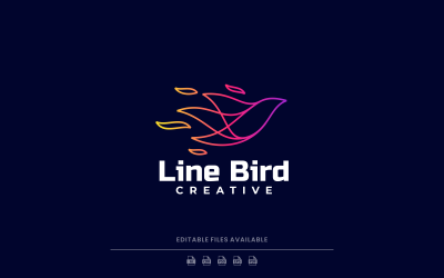 Çizgi Kuş Gradyan Logo Tasarımı