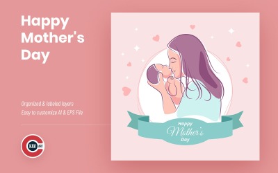 Feliz dia das mães banner de mídia social