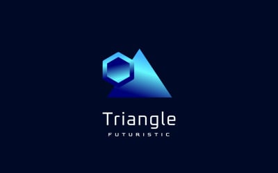 Logotipo de hexágono de triángulo de tecnología azul
