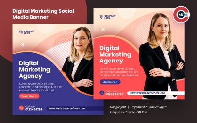 Modelo de Banner de Mídia Social de Marketing Digital