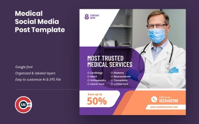 Social-Media-Beitragsvorlage für das medizinische Gesundheitswesen