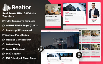 Agent immobilier - Modèle de site Web HTML5 pour l&amp;#39;immobilier