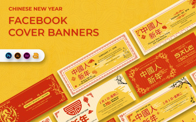 Banery na okładkę chińskiego Nowego Roku na Facebook