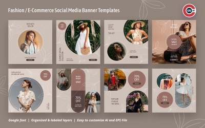 Bannersjablonen voor mode e-commerce voor sociale media