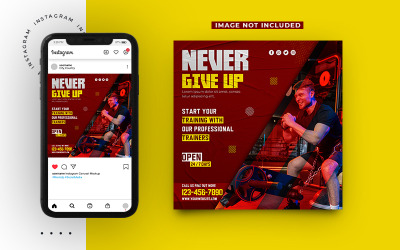 Fitnessstudio und Fitness-Post-Banner für Social Media-Vorlage
