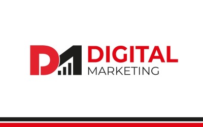 Logo marketingu cyfrowego z czterema wariantami kolorystycznymi