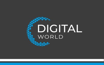 Логотип Digital World с четырьмя цветовыми вариациями