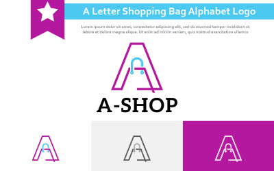 Logotipo de línea de alfabeto moderno de bolsa de compras con letras