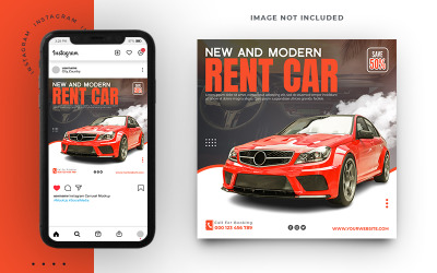 Rent Car Instagram Post e Modelo de Banner da Web Mídia Social