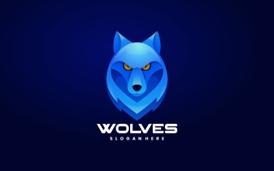 Vector Wolf hoofd verloop logo