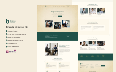 Bizzhub Consulting - Kit de plantillas de Elementor para servicios de consultoría empresarial