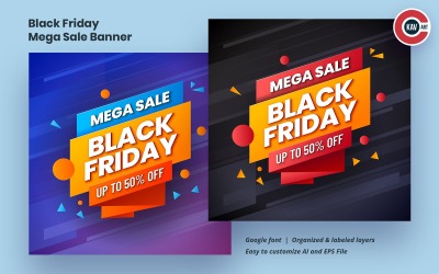 Black Friday Mega Sale Banner Mall