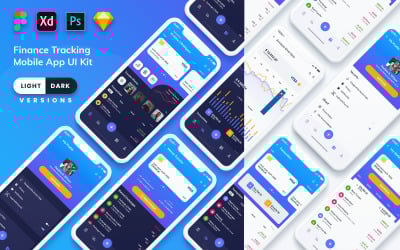 财务跟踪移动应用程序 UI 套件（浅色和深色）