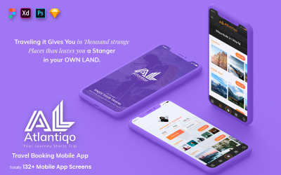 Комплект пользовательского интерфейса мобильного приложения Atlantigo-Travel &amp;amp; Flight Booking