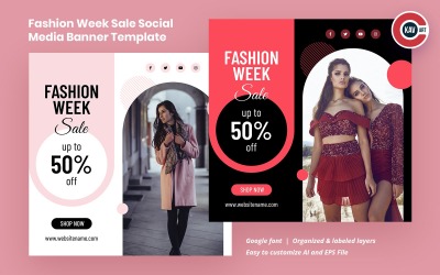 Modello di banner per social media di vendita della settimana della moda